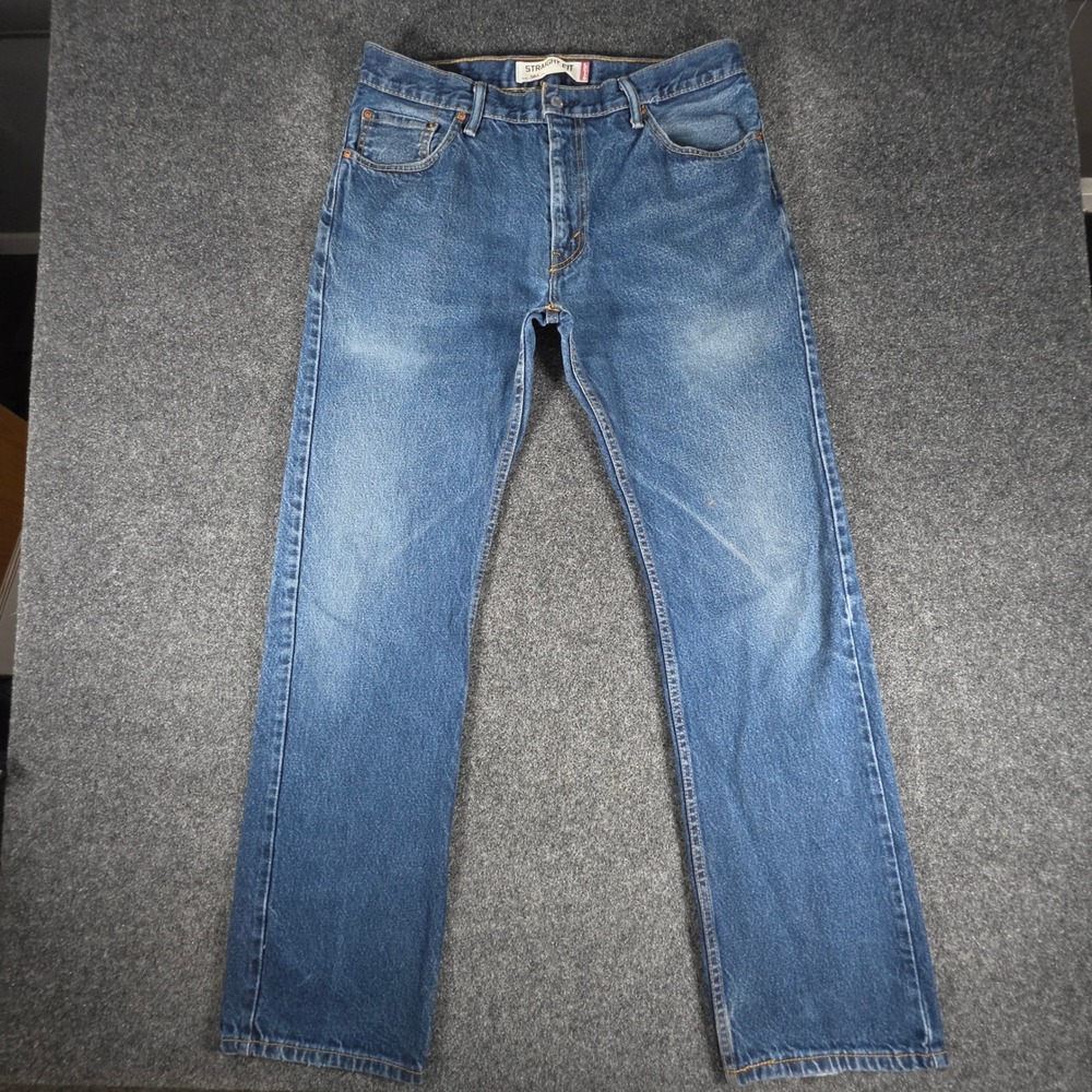 Levis 505 Jeans Men 34x34(34x32) Blue Straight Fit Denim Y2K Classic Medium Wash